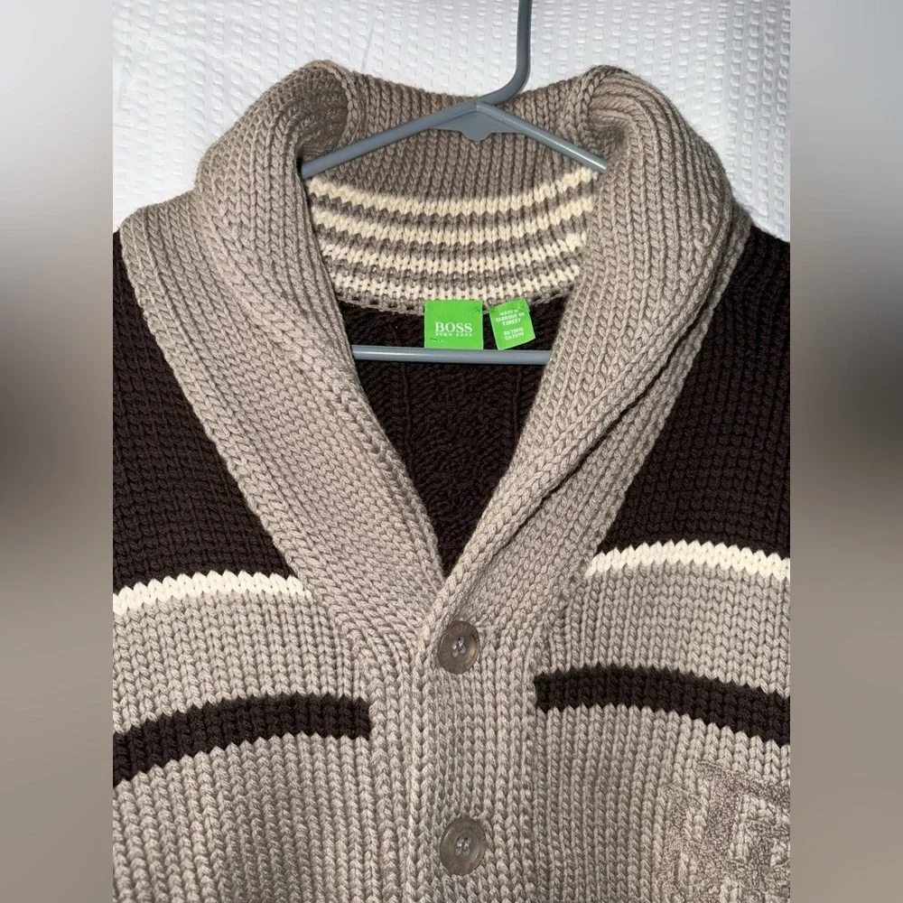 BOSS by Hugo Boss men's 100% Virgin Wool cardigan sweater Size L (Defective)
